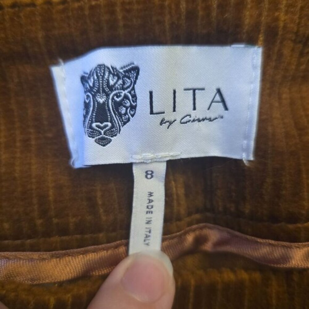 LITA by Ciara Corduroy Flared Leg Pants 8 Brown Doe Retro 70s Y2K Fall NWOT - Picture 11 of 13